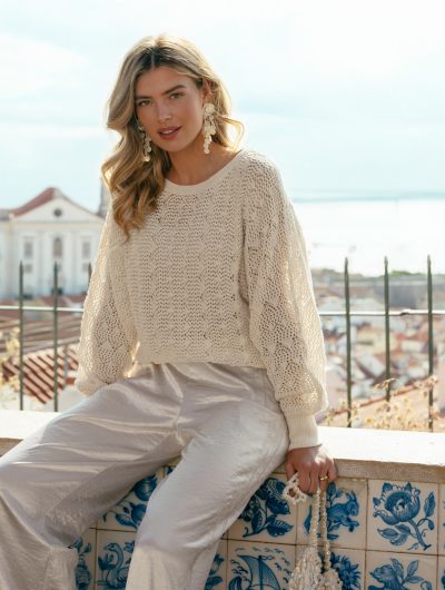 C&S Khloe Knit Pullover wool white