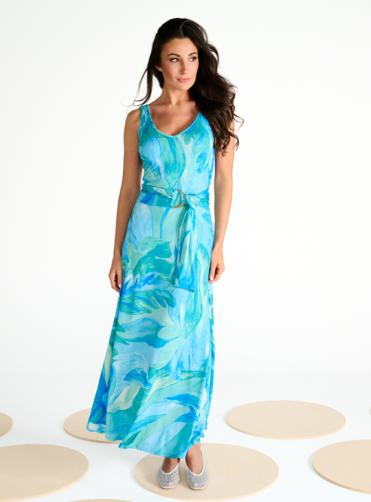 K-Design Maxi Jurk met Design C307 P102 blauw