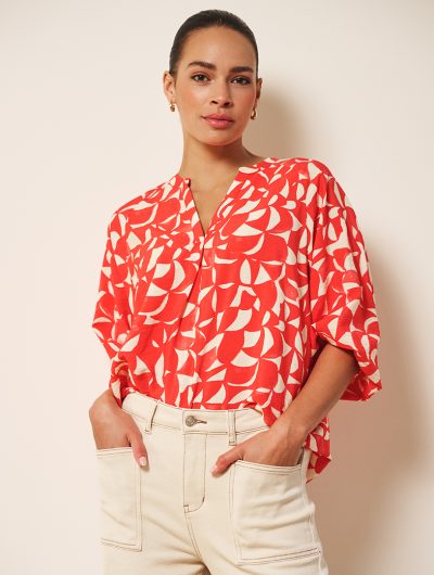 Esqualo Blouse Raglan Scarlet Graphic SP26.14003 print