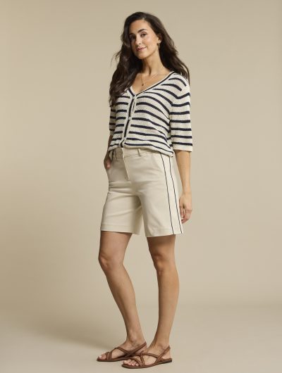 Red Button Cardigan Stripe & Sequins pearl dark blue