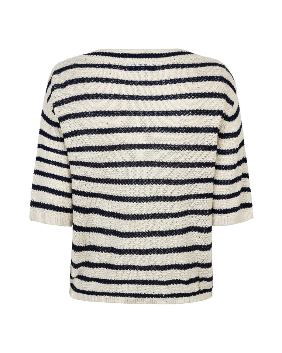 Red Button Cardigan Stripe & Sequins pearl dark blue - Afbeelding 3