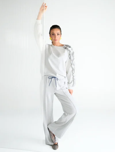 K-Design Broek Joggingstijl C606L light grey melange