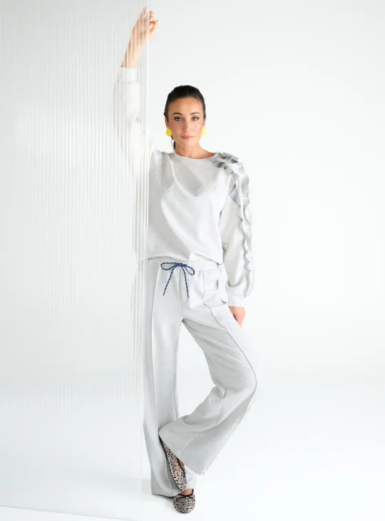 K-Design Broek Joggingstijl C606L light grey melange